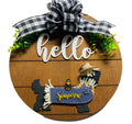 Add on Outfit for Yorkie Frenchie Pug - Fall  - Scarecrow - Dog - Large Round Wooden Shiplap Door Hanger / Wreath / Sign