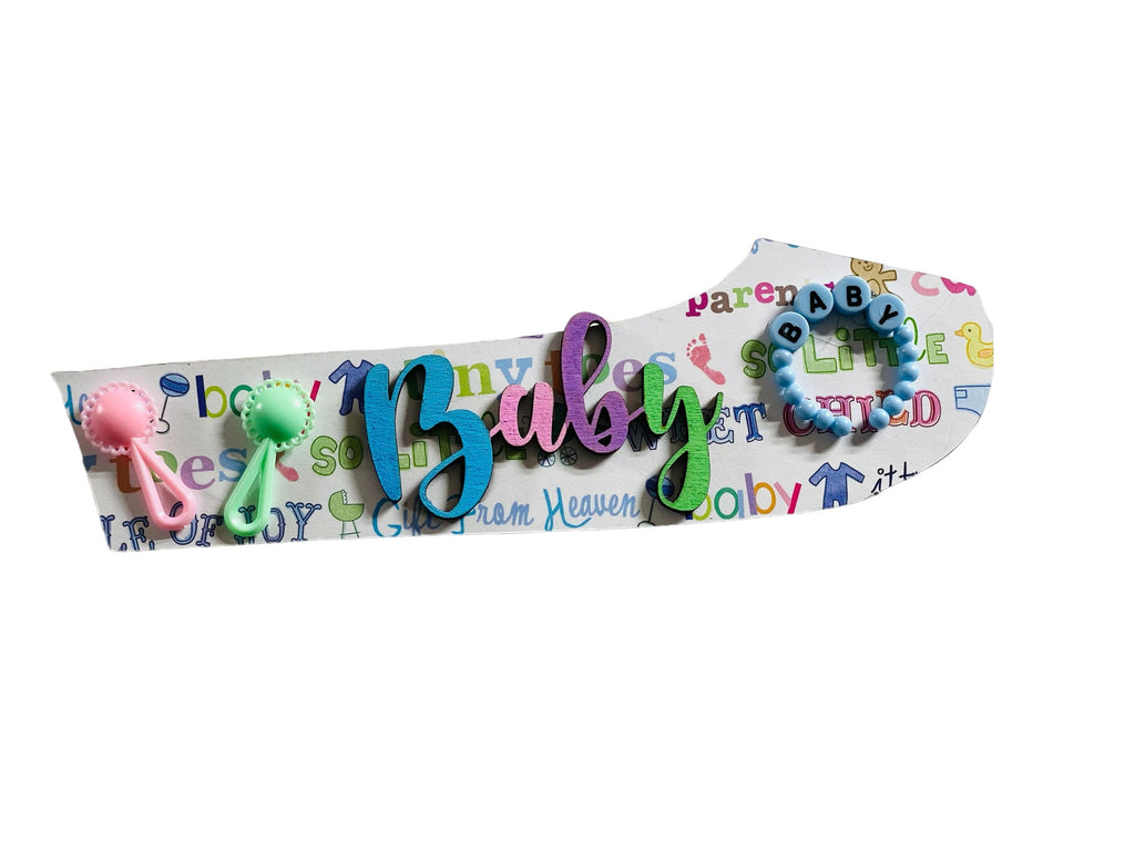 Add on Outfit for Dachshund Doxie - New Baby  - Weiner Dog - Large Round Wooden Shiplap Door Hanger / Wreath / Sign