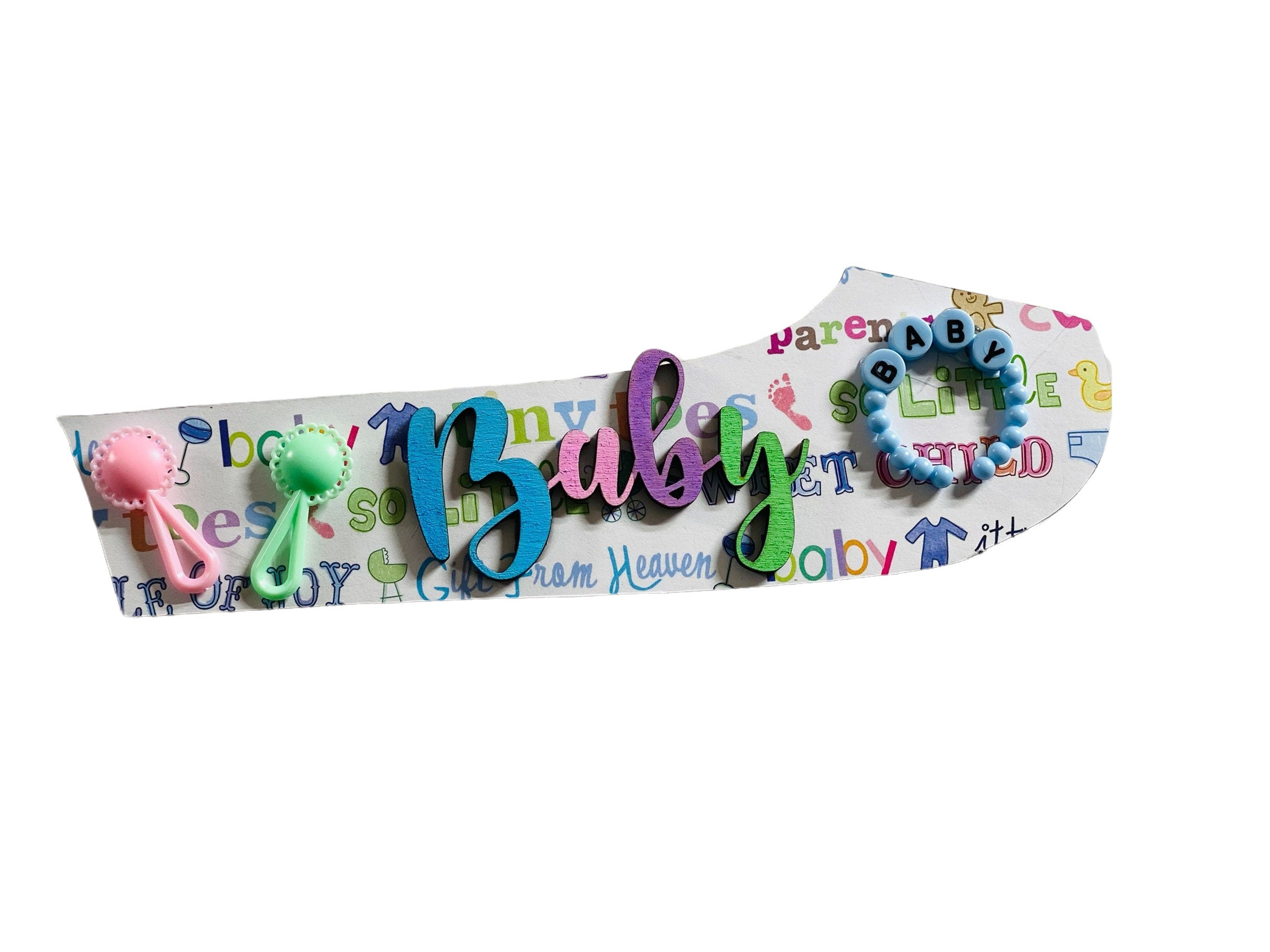 Add on Outfit for Dachshund Doxie - New Baby  - Weiner Dog - Large Round Wooden Shiplap Door Hanger / Wreath / Sign