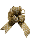 Burlap White Print - Add On Bow for Wreaths or Signs - Puffy Fluffy Bow for Gift or Present