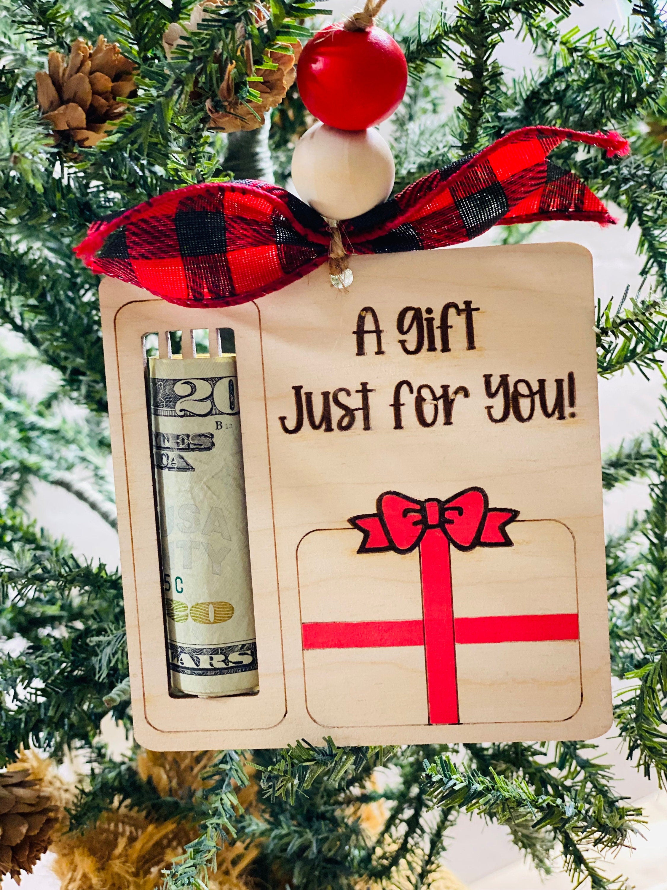 A Gift Just For You - Christmas Money Holder - Wooden Ornament