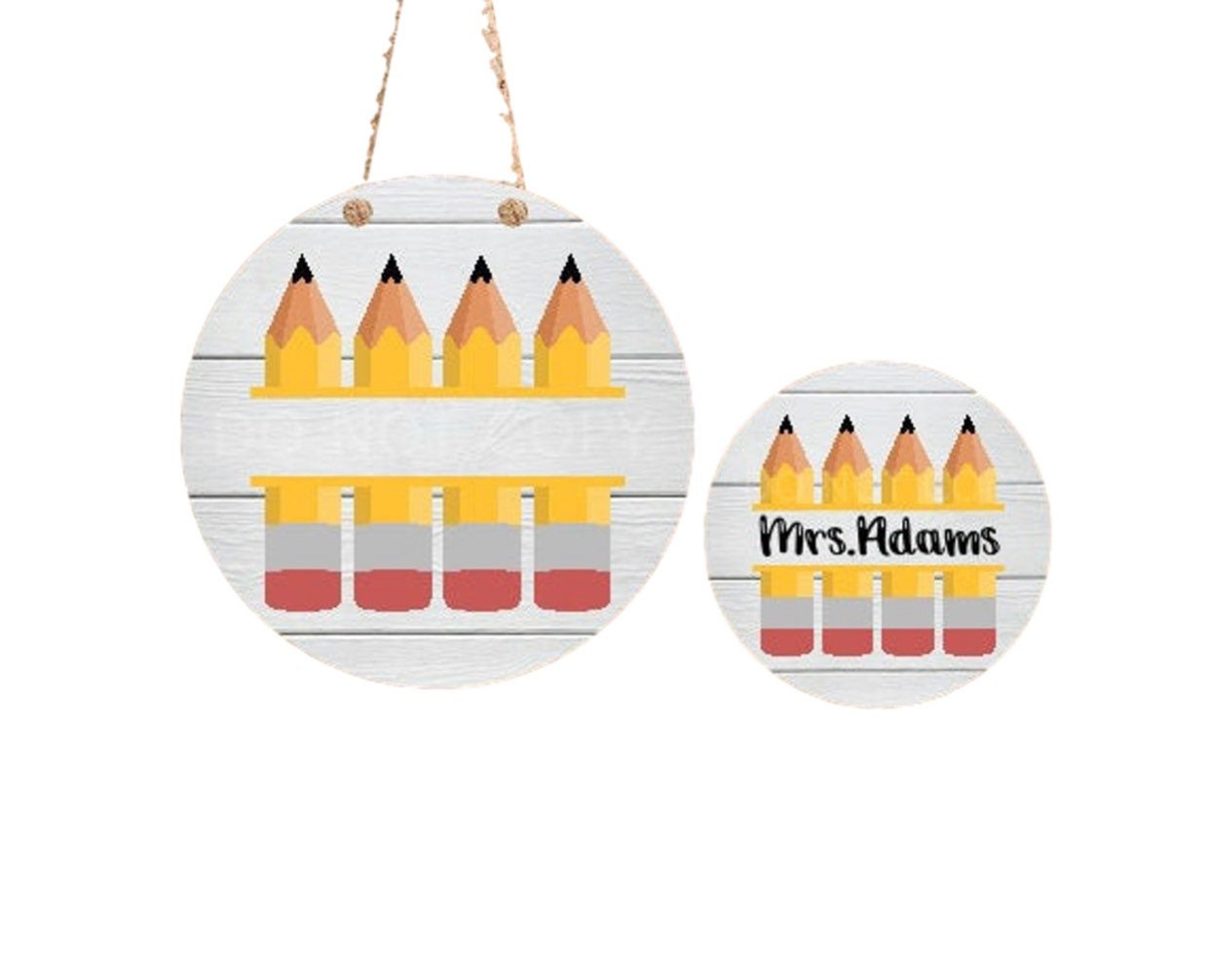 Teacher’s Room - Personalized - Pencils - Polka Dot - Door Sign / Wreath