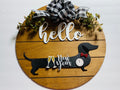 Add on Outfit for Dachshund Doxie - New Years - Weiner Dog - Large Round Wooden Shiplap Door Hanger / Wreath / Sign