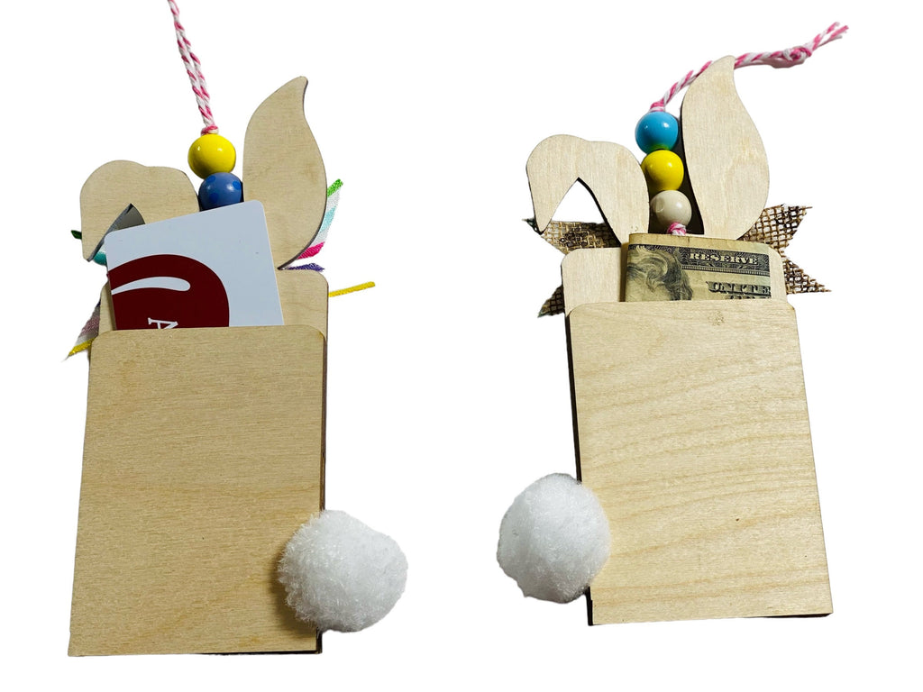 Easter Bunny - Money or Gift Card Holder - Wooden Ornament
