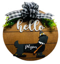 Add on Outfit for Yorkie Frenchie Pug  - Thanksgiving - Pilgrim - Dog - Large Round Wooden Shiplap Door Hanger/Wreath/Sign