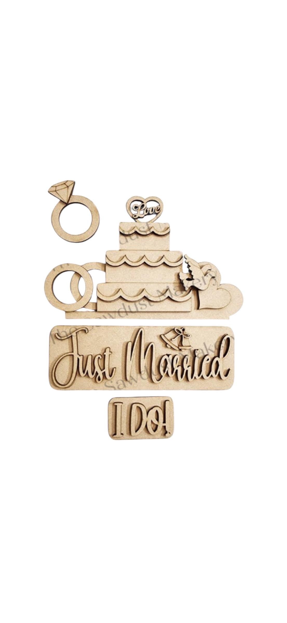 DIY Blank - Wedding - Just Married - Truck Insert - Stand Up Shelf Sitter - Home Decor