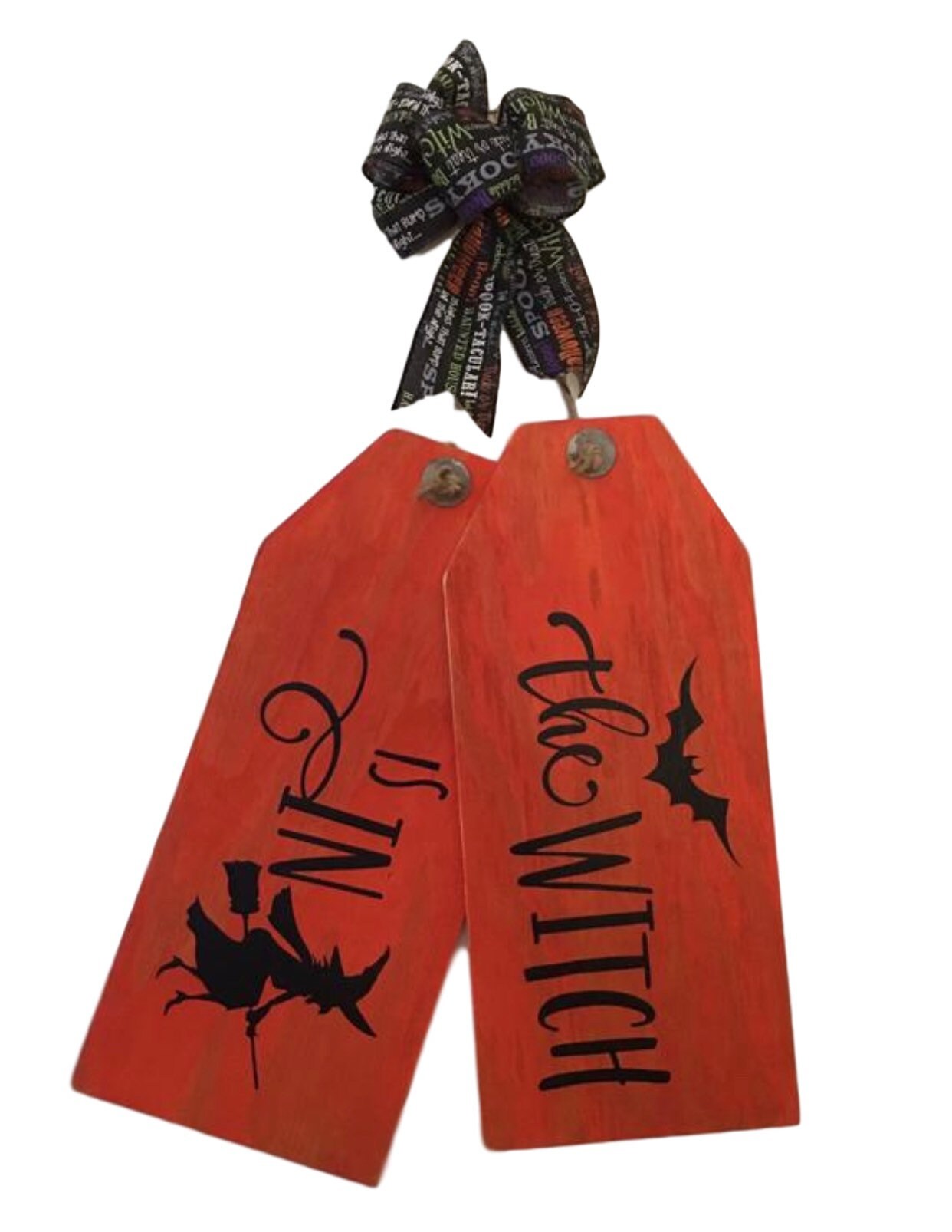 The Witch Is In Halloween Wooden Fall Door Tags / Signs