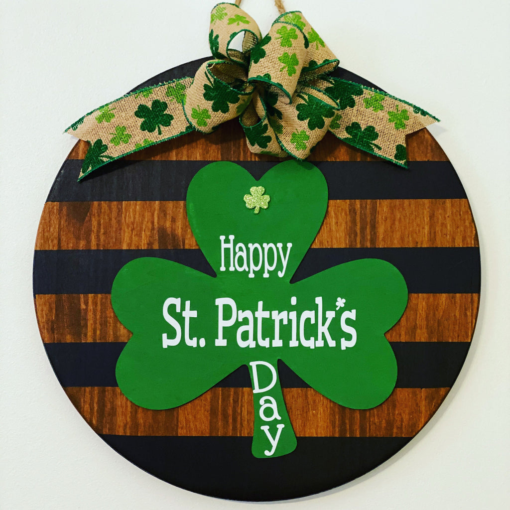 18" Round | Split Brown / Black | St Patrick’s Day | Door Sign / Wreath