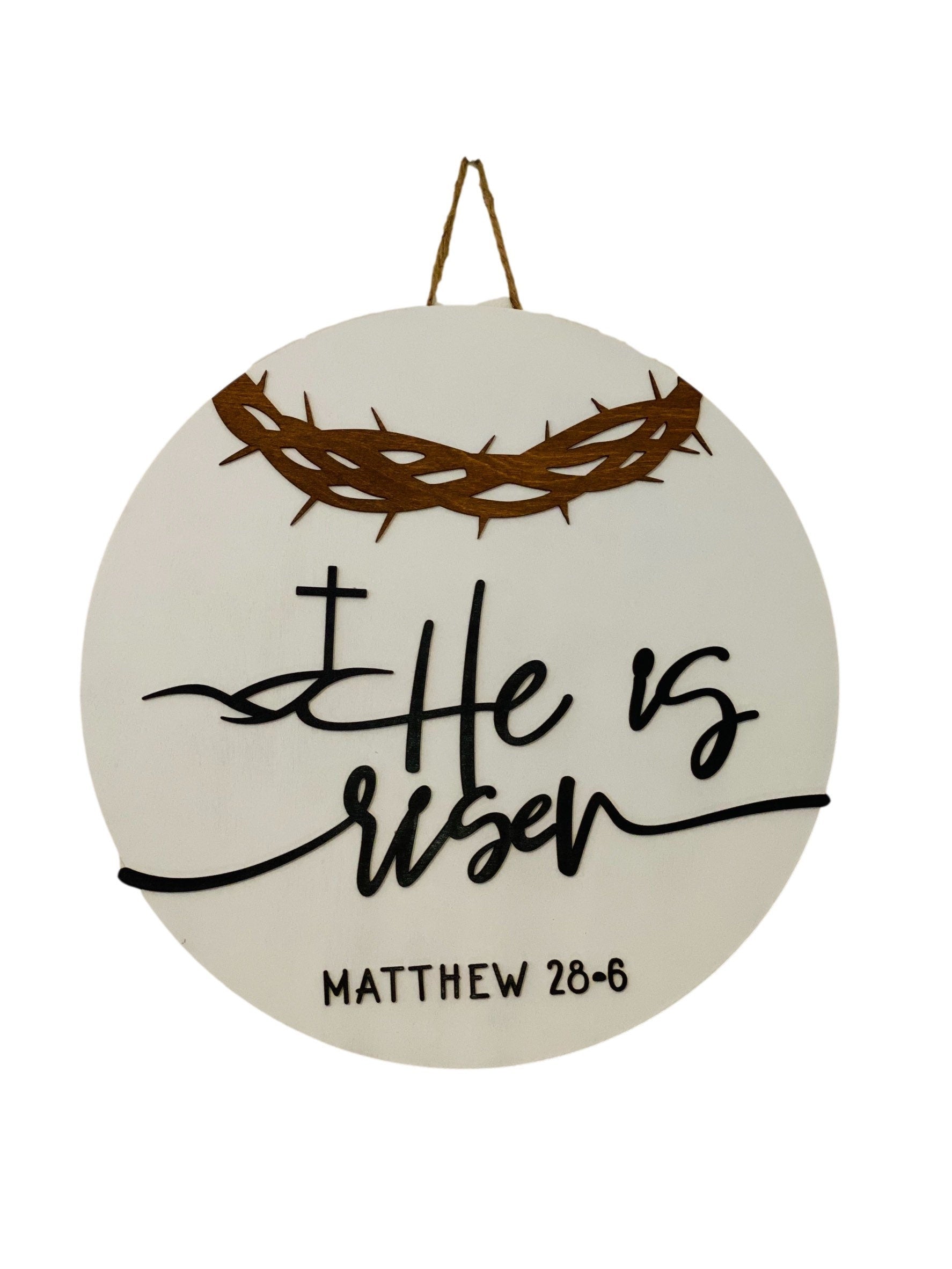 He Is Risen - Raised Lettering- White - Religious - Easter - Large - Door Sign / Wreath