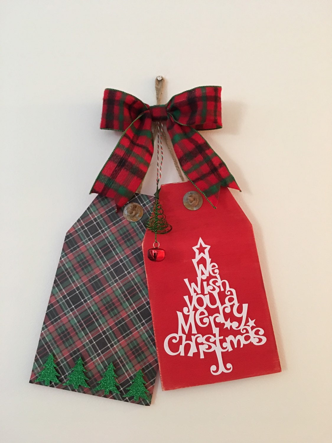 We Wish You A Merry Christmas Wooden Christmas Door Tags / Signs
