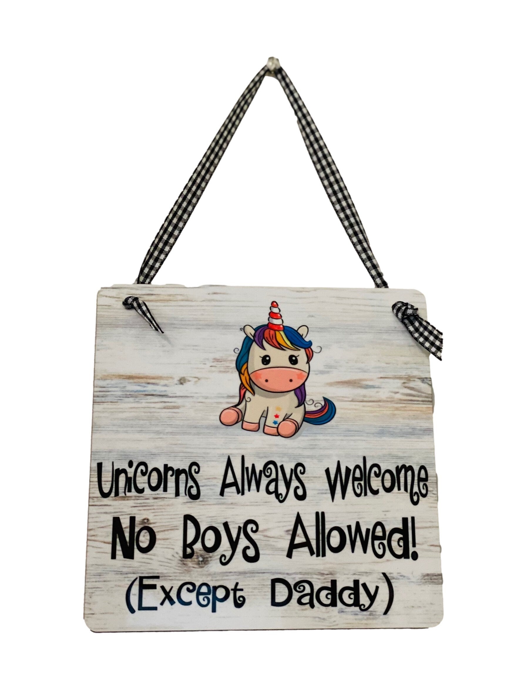 Adorable | Unicorns Welcome | Wooden Door Sign | Hanger | Little Girls Room | Nursery
