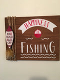 Happiness Is Fishing | Rustic Wooden Sign | Father's Day| Father of the Bride | Gift
