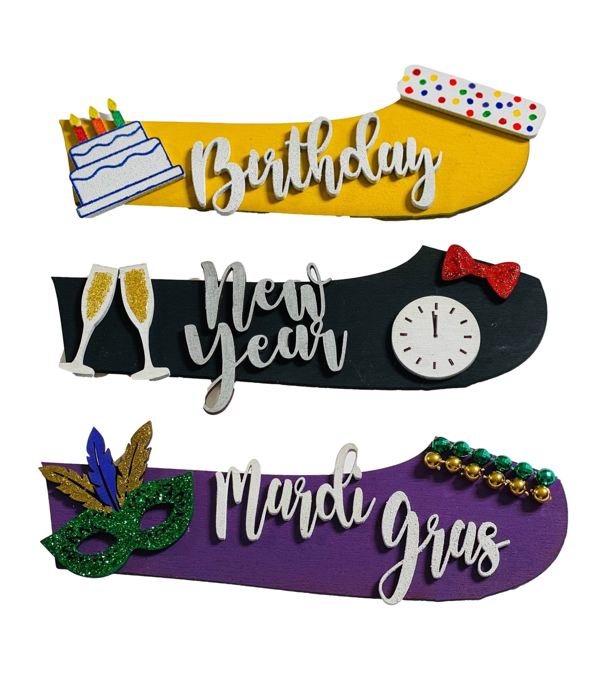 Add on Outfits for Dachshund Doxie - Weiner Dog - Birthday New Years Mardi Gras - Wooden Shiplap Door Hanger / Wreath / Sign