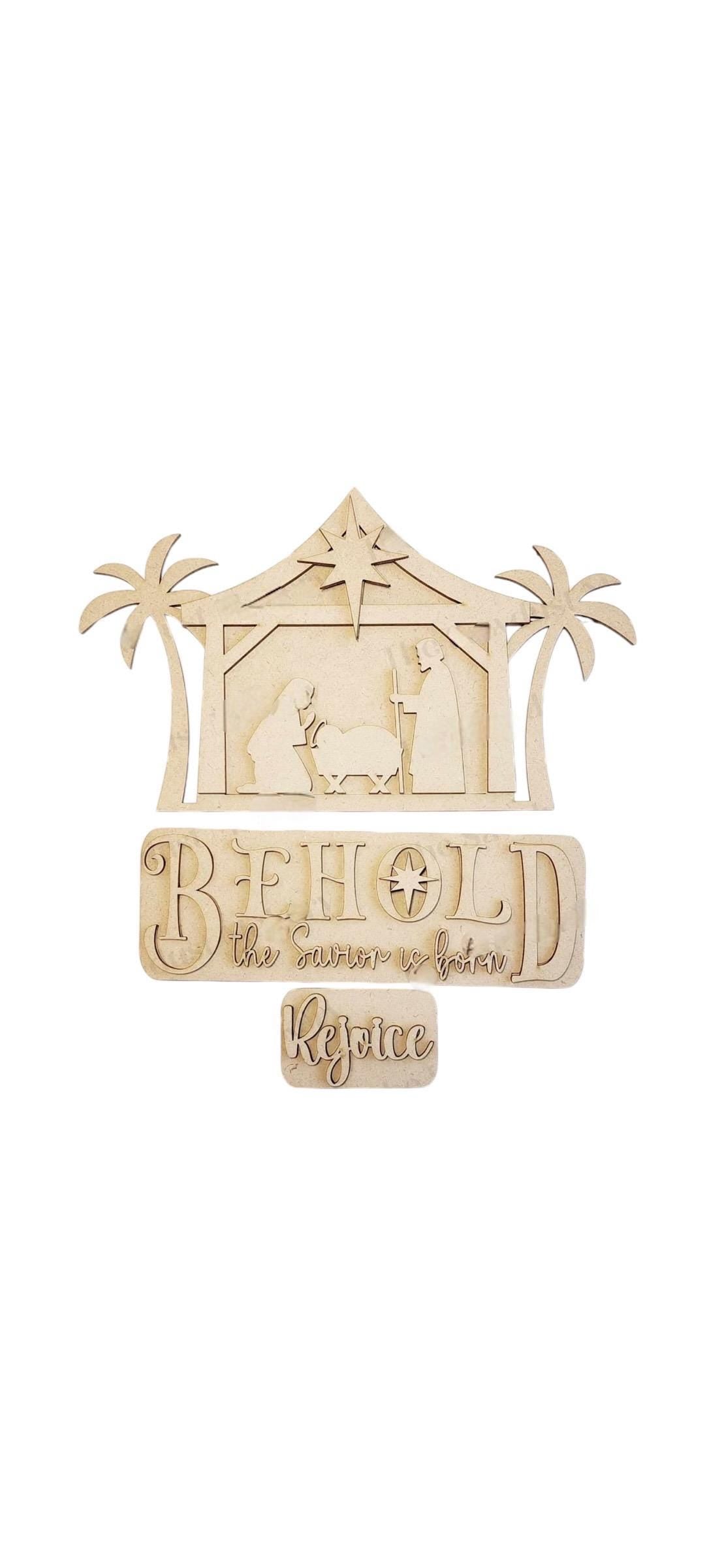 DIY Blank - Christmas - Behold the Savior is Born - Truck Insert - Stand Up Shelf Sitter - Home Decor