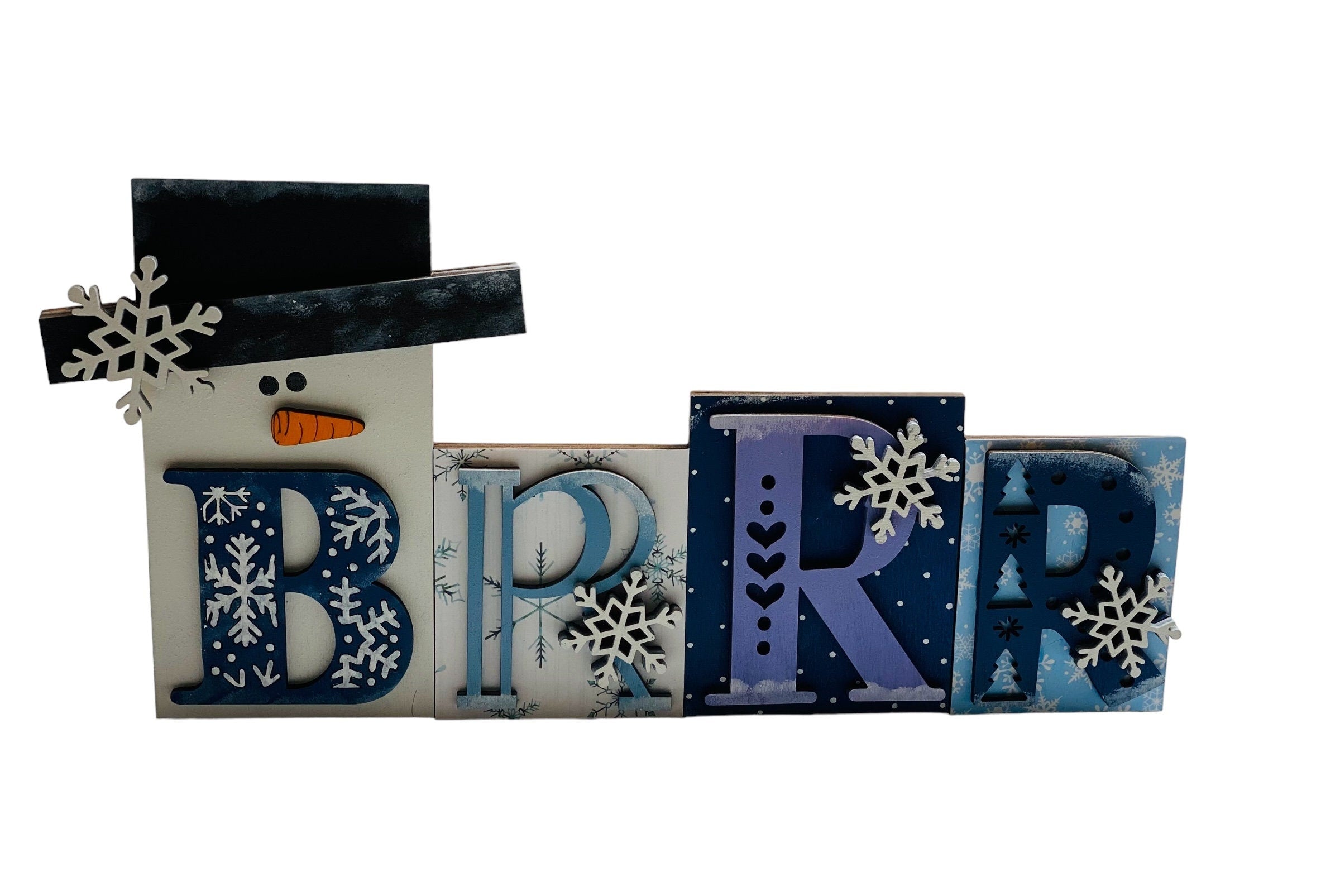 Brr | Snowman | Printed Block Sign | Winter | Christmas | Decorative | Shelf Sitter