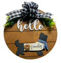 Add on Outfit for  Yorkie Frenchie Pug - Groundhog Day - Dog - Large Round Wooden Shiplap Door Hanger / Wreath / Sign