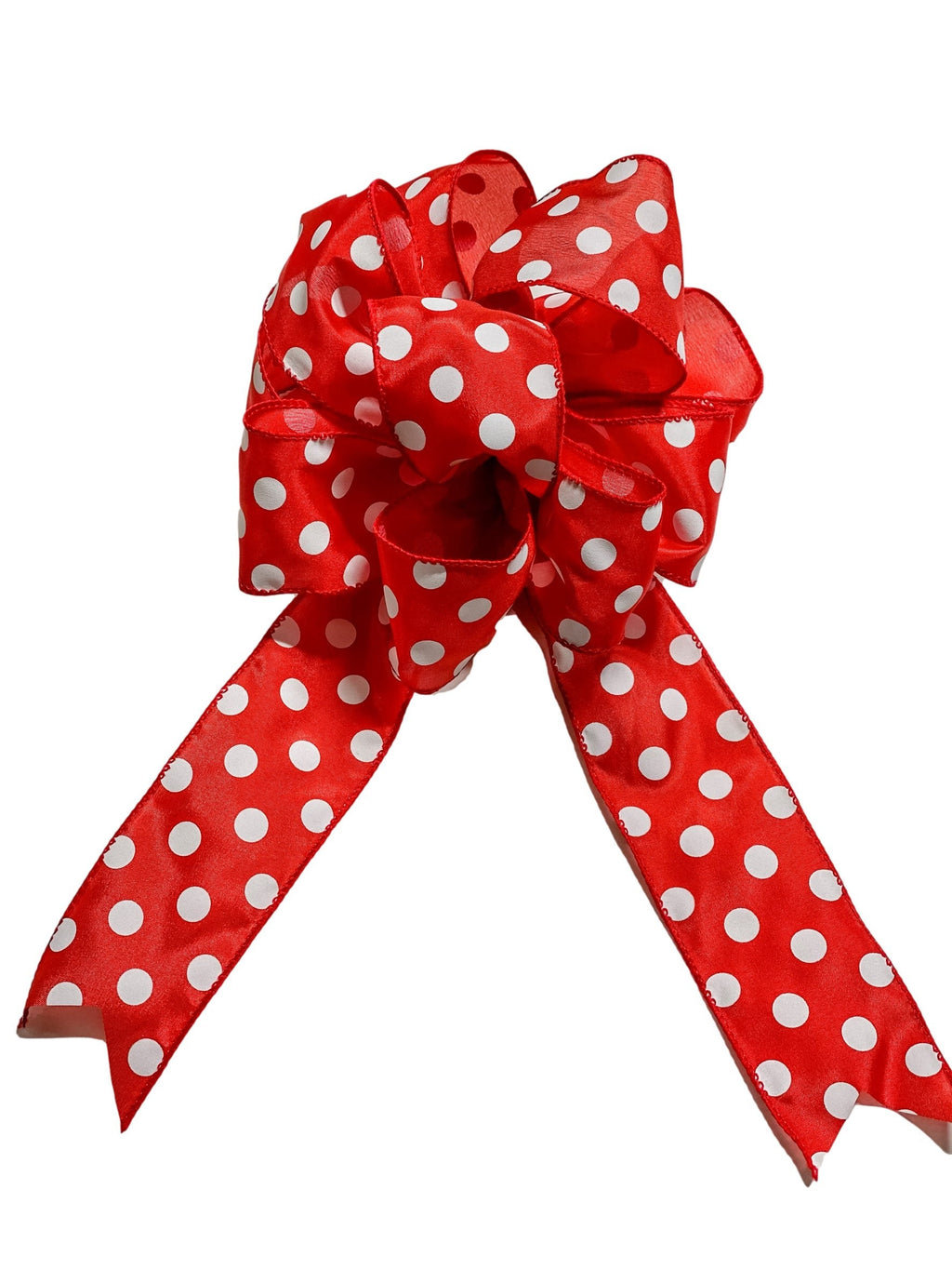 Red / White Polka Dot - Add On Bow for Wreaths or Signs - Puffy Fluffy Bow for Gift or Present