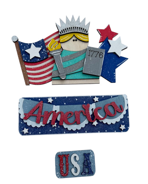 Add On America - Statue of Liberty Set - Interchangeable- Vintage Truck - Stand up - Door Sign