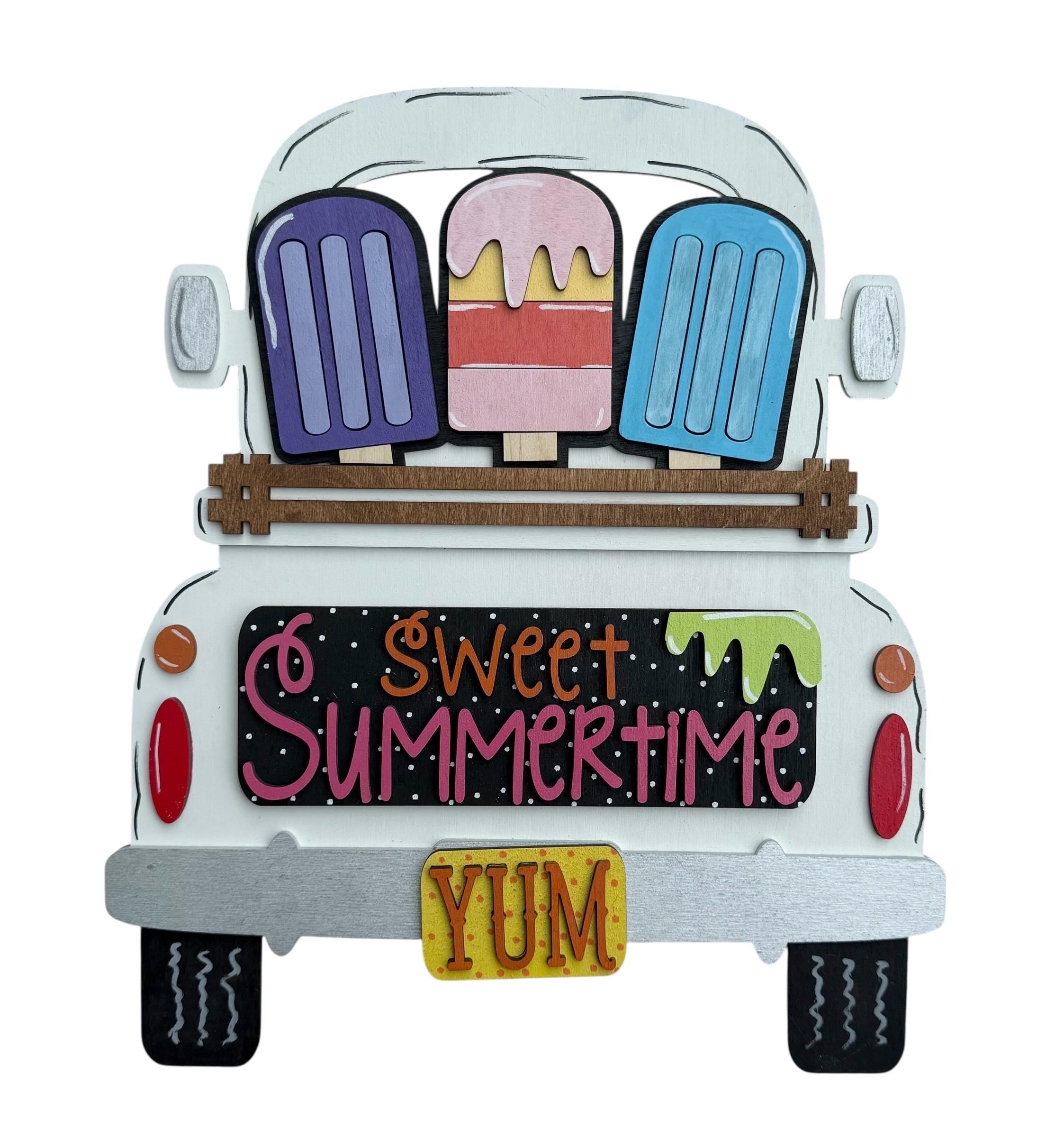 Add On Summertime Popsicle Set - Interchangeable- Vintage Truck - Stand up - Door Sign