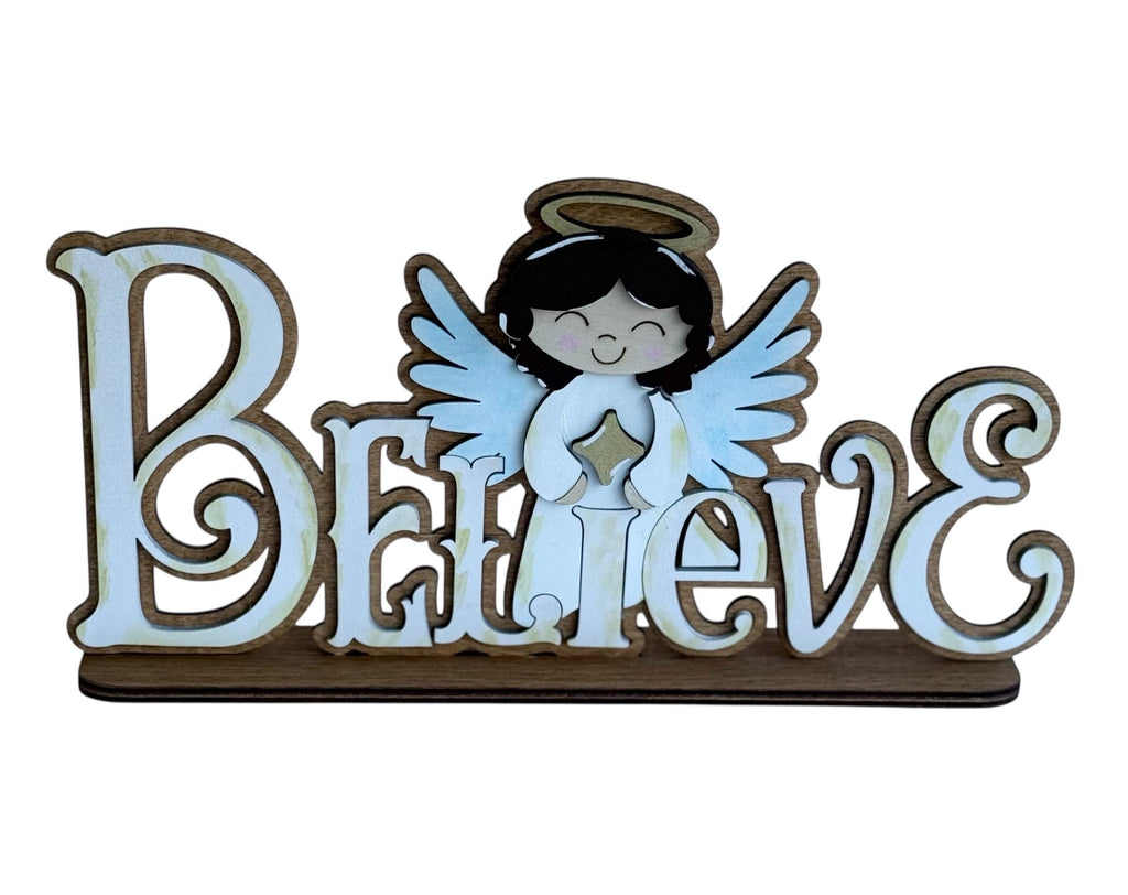 Believe | Angels | Christmas | Decorative | Shelf Sitter