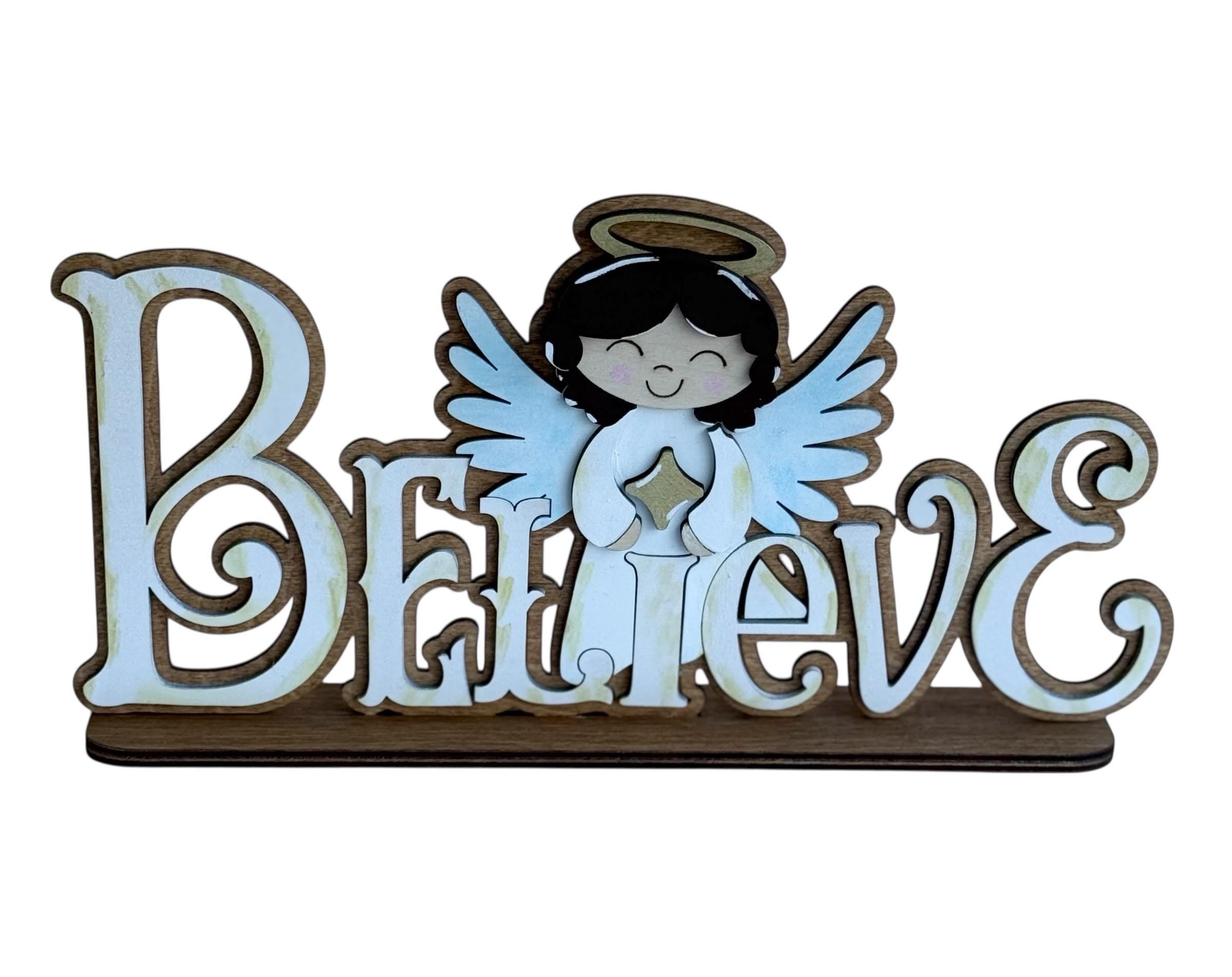 Believe | Angels | Christmas | Decorative | Shelf Sitter