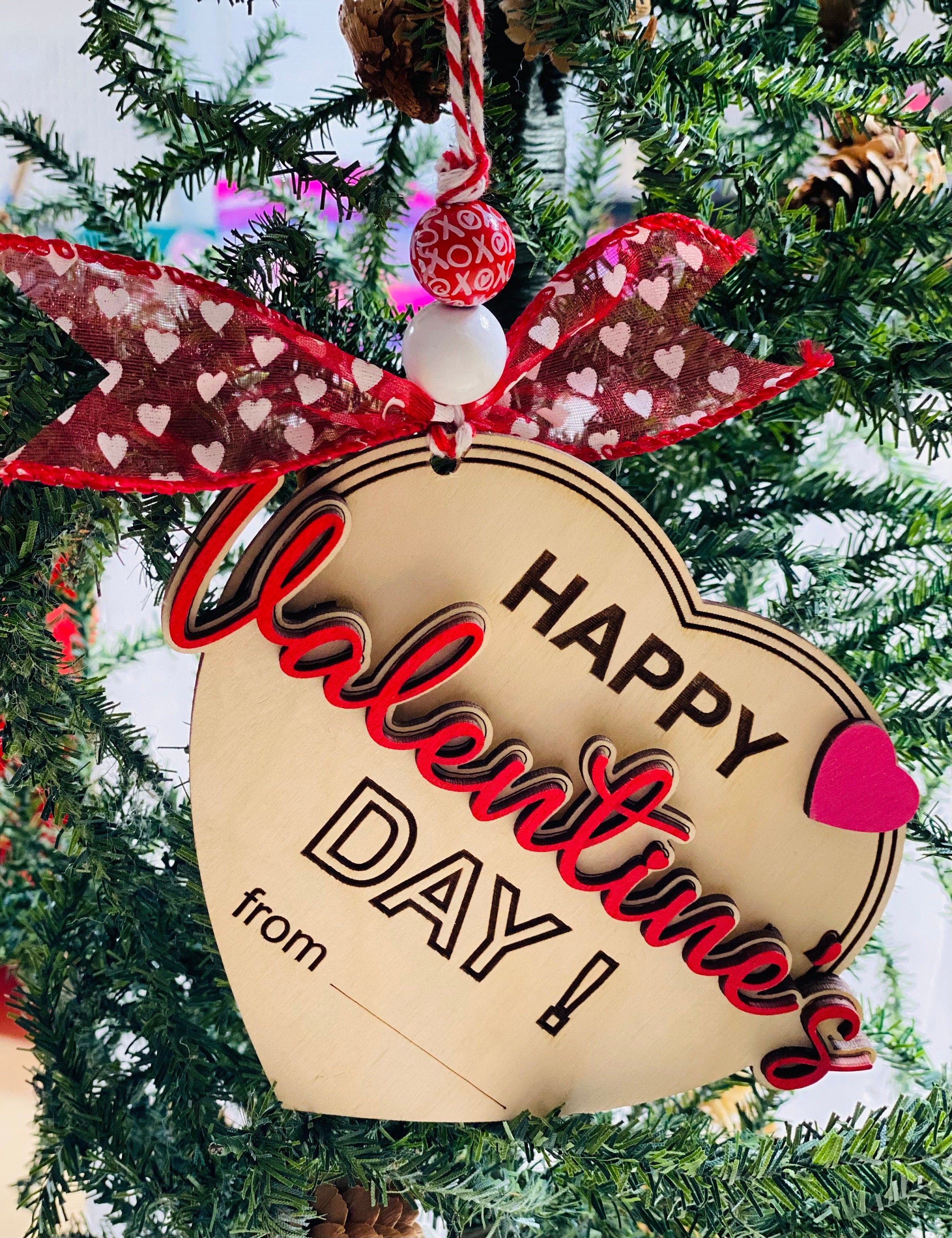 Valentines - Happy Valentine’s Day - Money or Gift Card Holder - Wooden Ornament