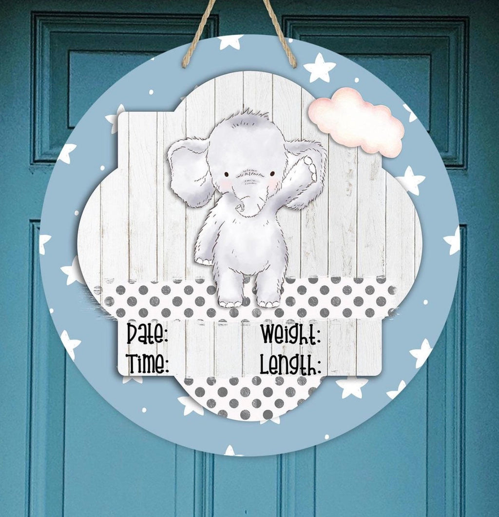 Elephant - Zoo Animals - Hospital Room - Personalized - Baby Shower Gift - Door Sign / Wreath