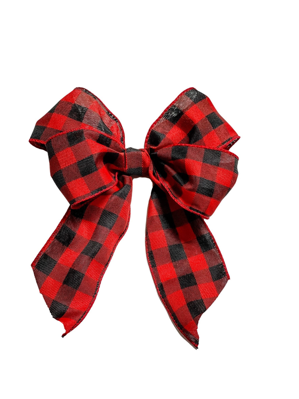 Red / Black Buffalo Plaid - Double Loop - Add On Bow for Wreaths or Signs - Bow for Gift or Present