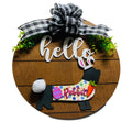 Add on Outfit for  Yorkie Frenchie Pug -  Easter Bunny - Dog - Large Round Wooden Shiplap Door Hanger / Wreath / Sign