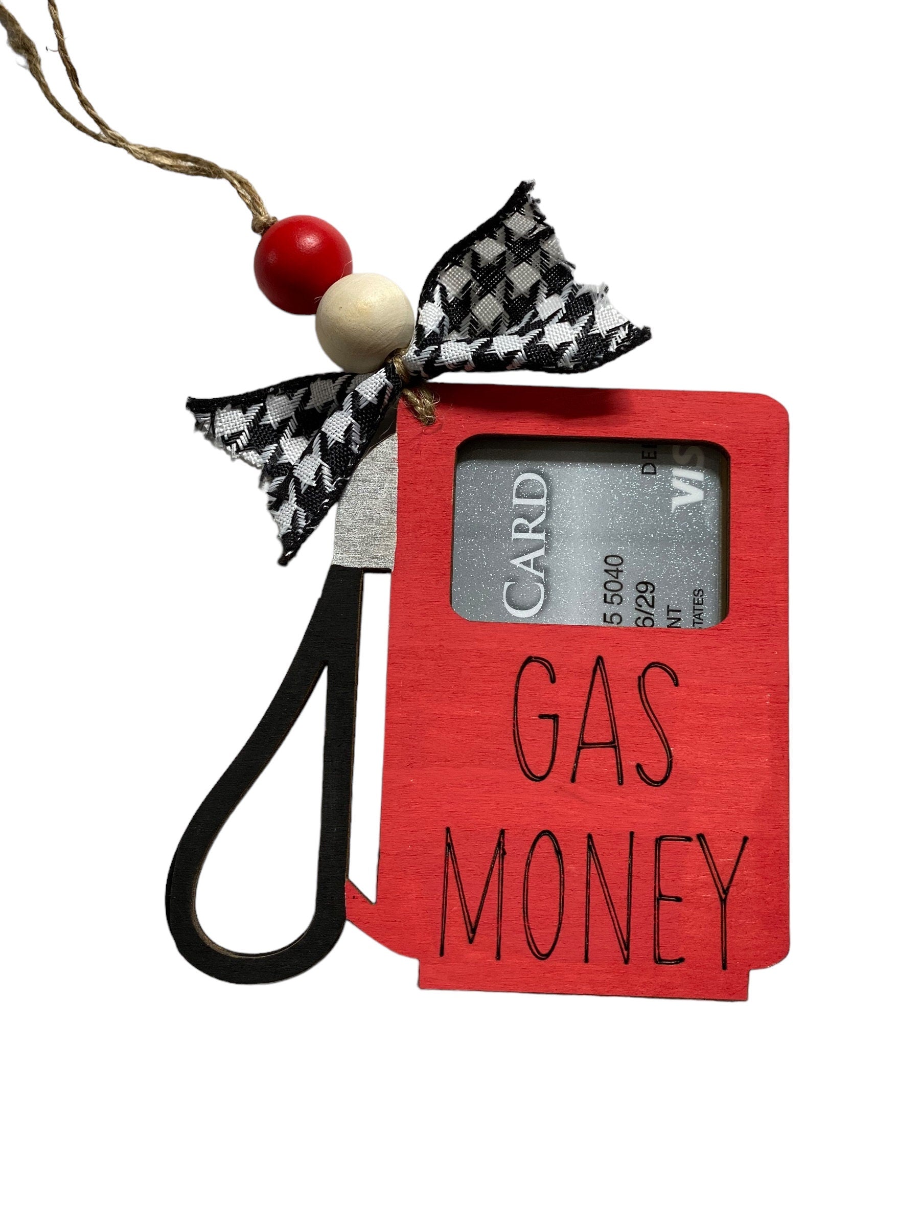 Gas Money  -  Christmas Money or Gift Card Holder - Wooden Ornament