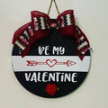 18" Round | Split White / Black | Happy Valentine's Day | Door Sign / Wreath