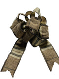 Beige White Striped - Add On Bow for Wreaths or Signs - Puffy Fluffy Bow for Gift or Present