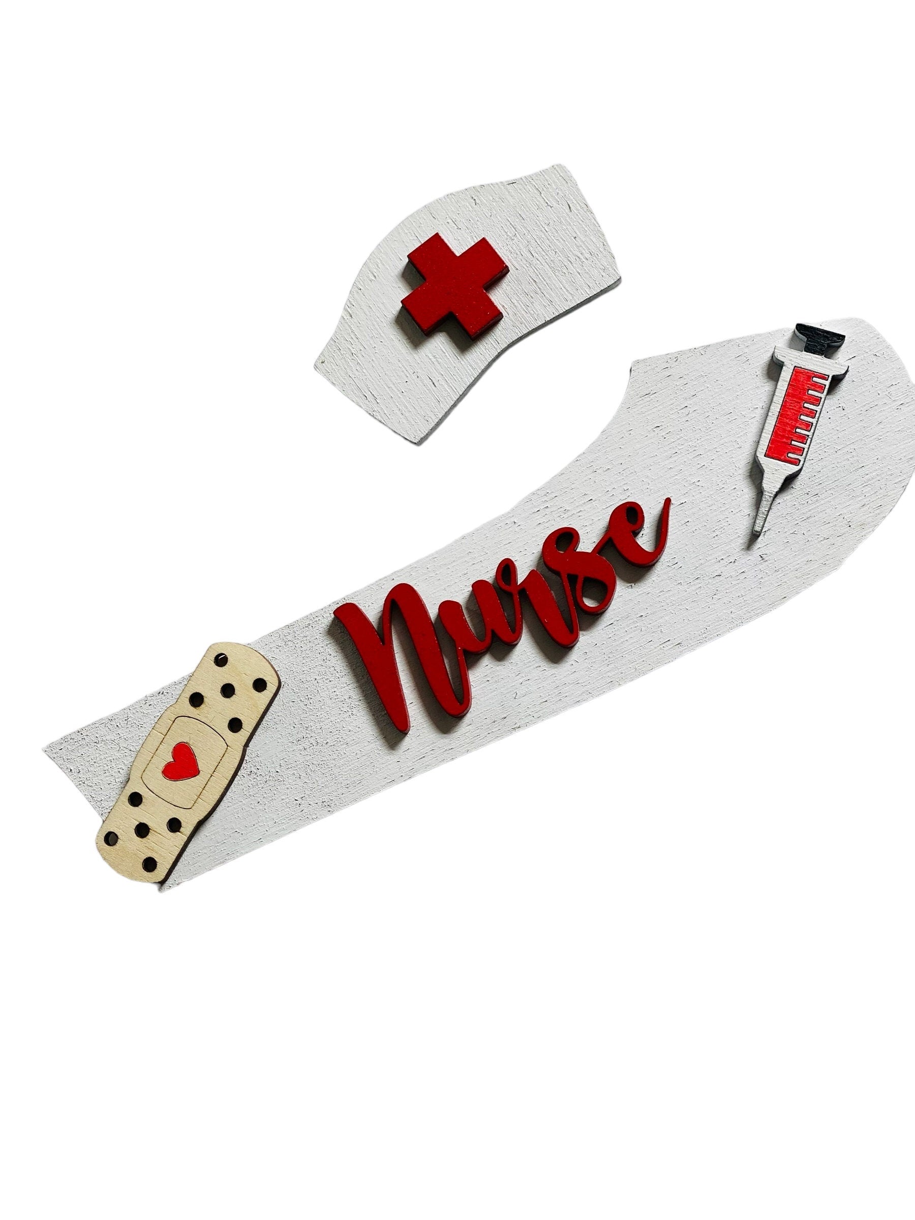 Add on Outfit for Dachshund Doxie - Nurse - Nurses Day- Weiner Dog - Large Round Wooden Shiplap Door Hanger / Wreath / Sign