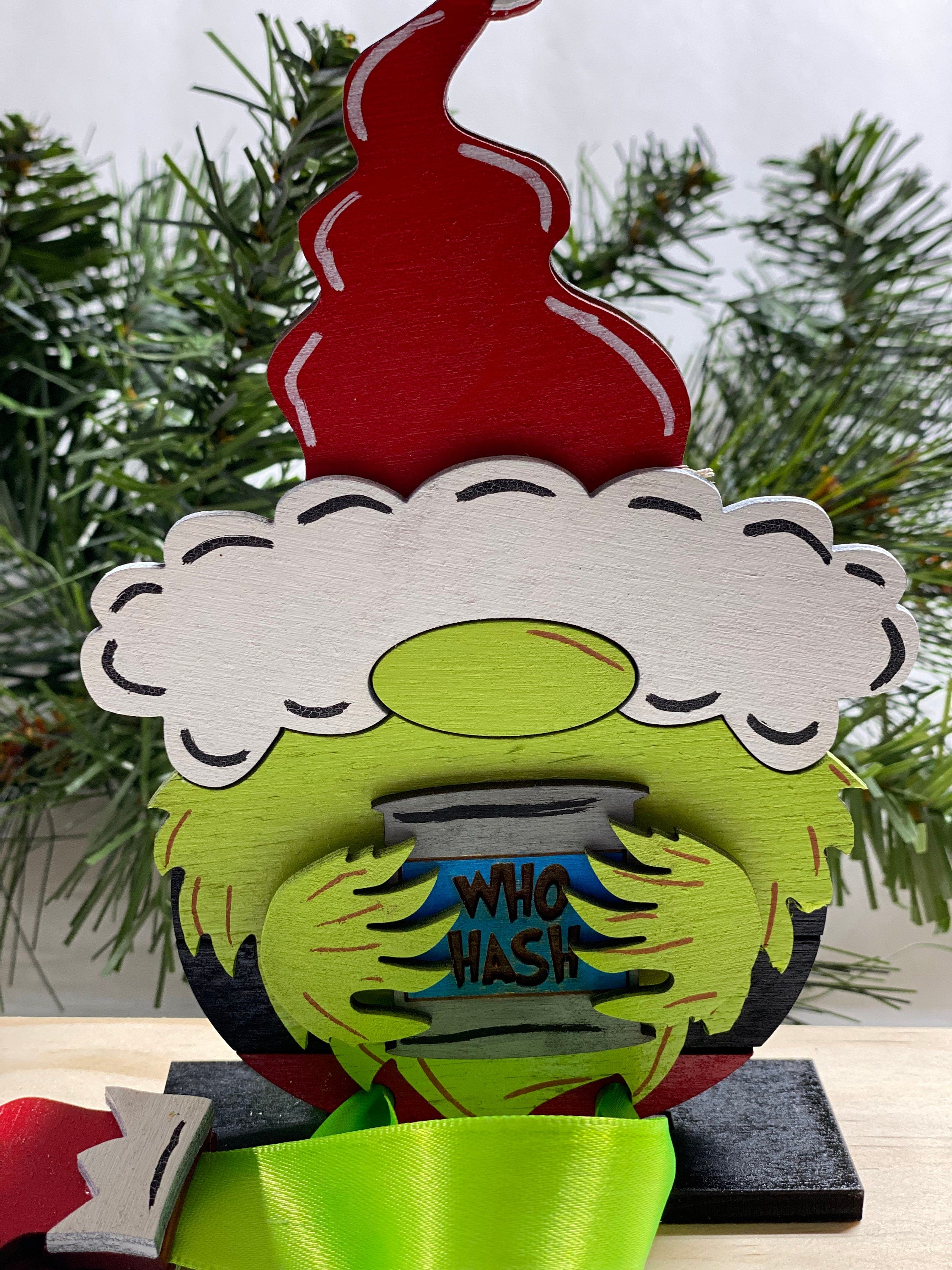 Mean One Gnome and Max the Dog Set -  Shelf Sitter - Christmas Decoration Decor