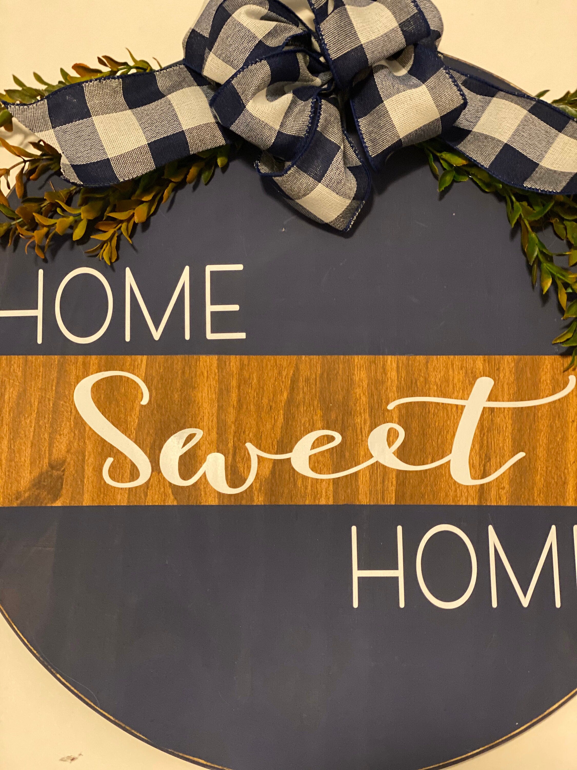 Split Brown / Navy Blue| Home Sweet Home | Door Sign / Wreath