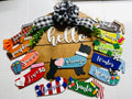 Hello Schnauzer - Interchangeable Holidays Seasons - Large Round Wooden Shiplap Door Hanger / Wreath/Sign - Gift Mom