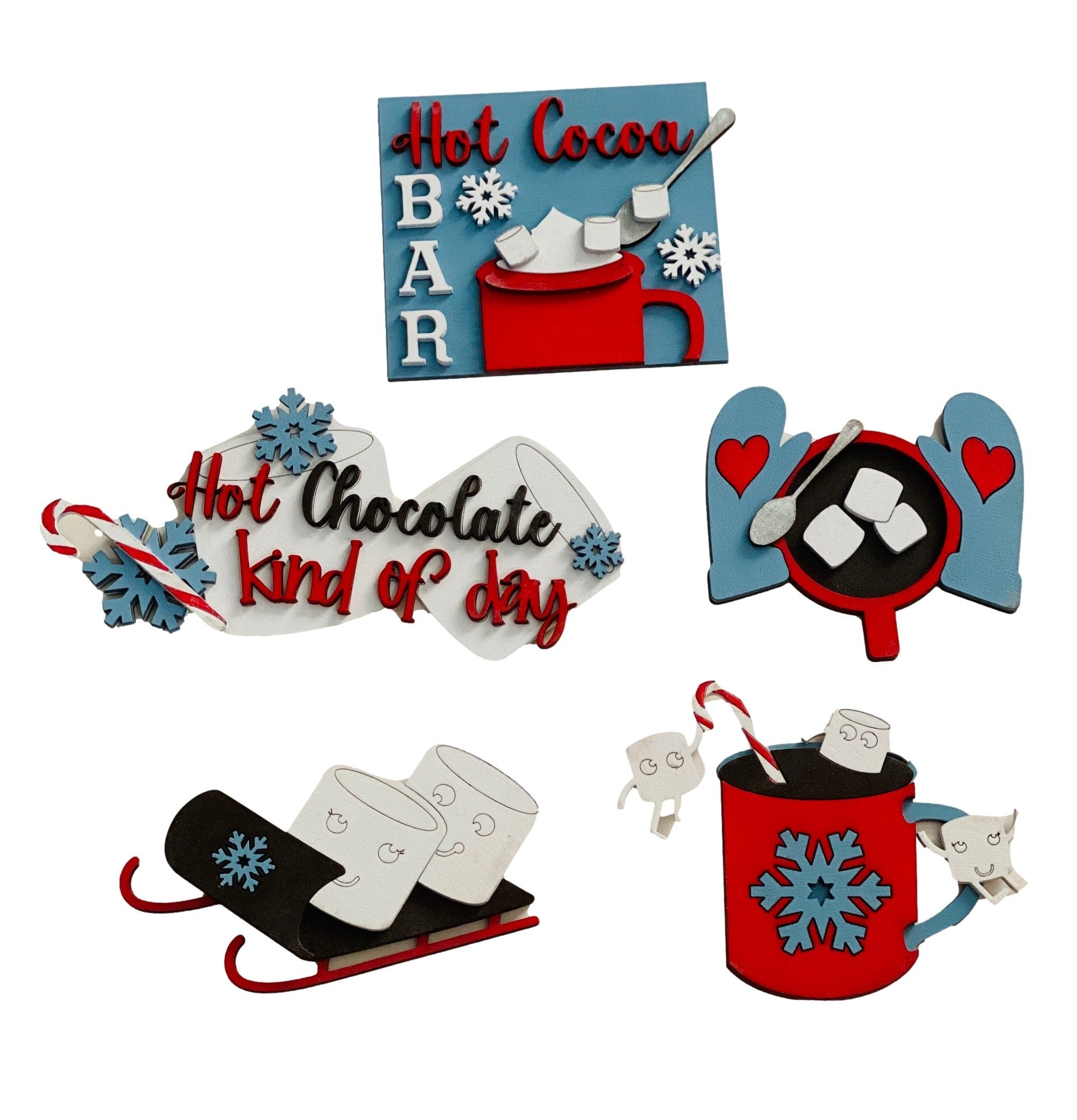 Hot Cocoa Chocolate | Winter | Christmas | Tier Tray Decor- Set of 5 - Finished - Home Decor