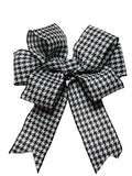 White / Black Houndstooth - Triple Loop - Add On Bow for Wreaths or Signs - Bow for Gift or Present