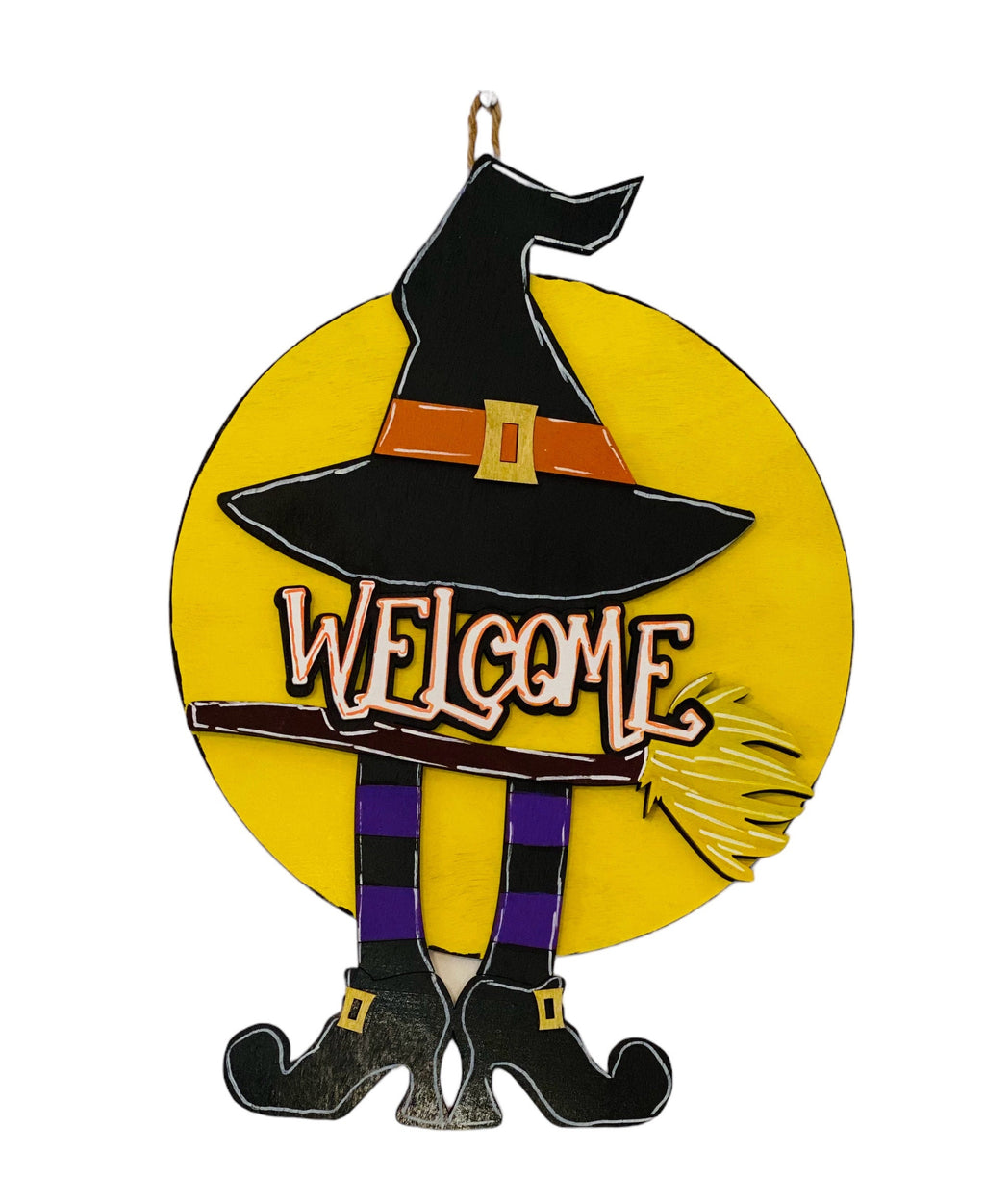 Welcome - Witch - Wooden  Halloween - Door Sign / Wreath