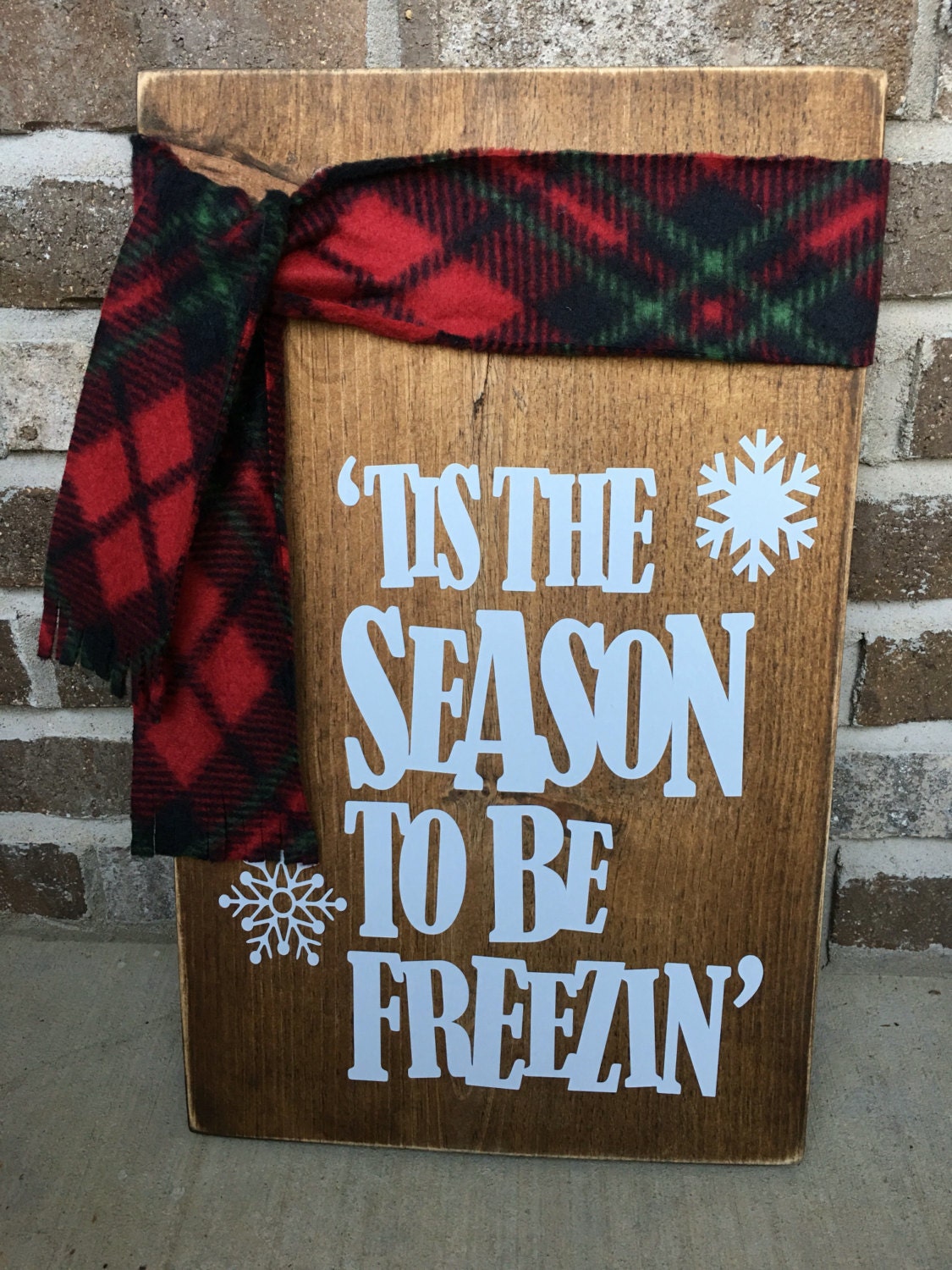 11" x 18" 'Tis The Season To Be Freezin' Rustic Wooden Christmas / Winter Sign