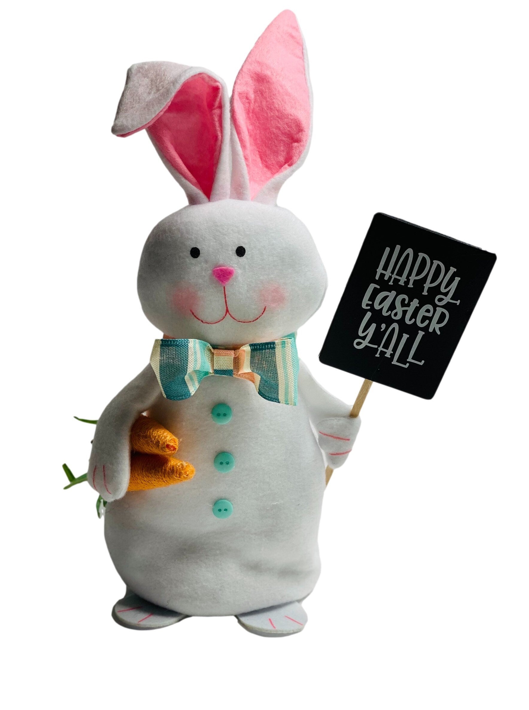 Happy Easter Y’all - Boy Easter Bunny with Sign - Easter Decoration Decor