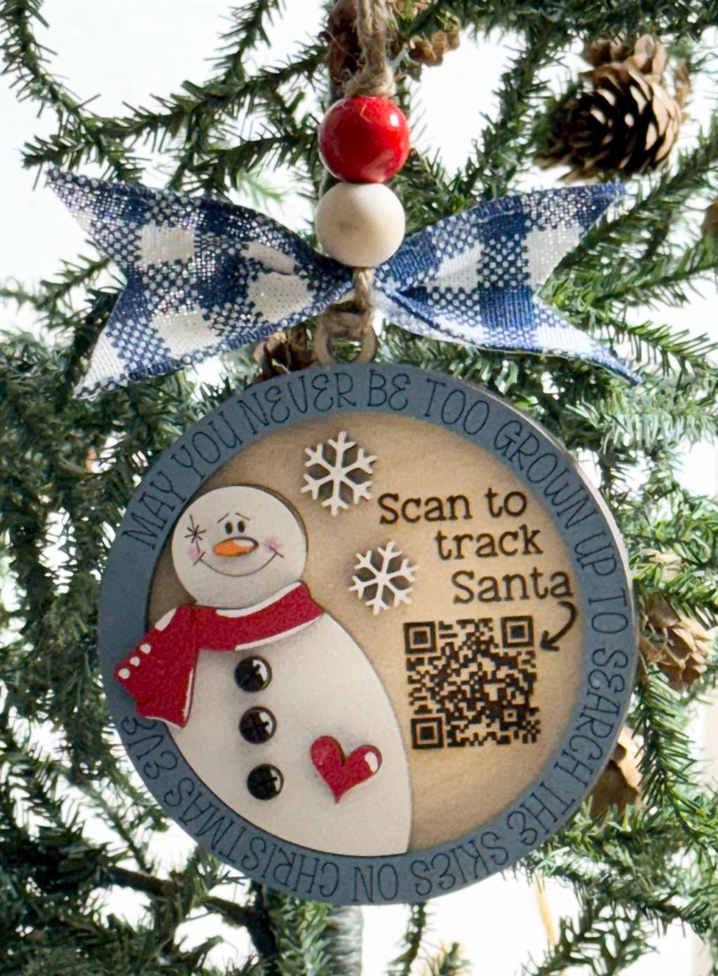 Snowman - Santa Tracker  - QR Code - Magical Christmas Ornament