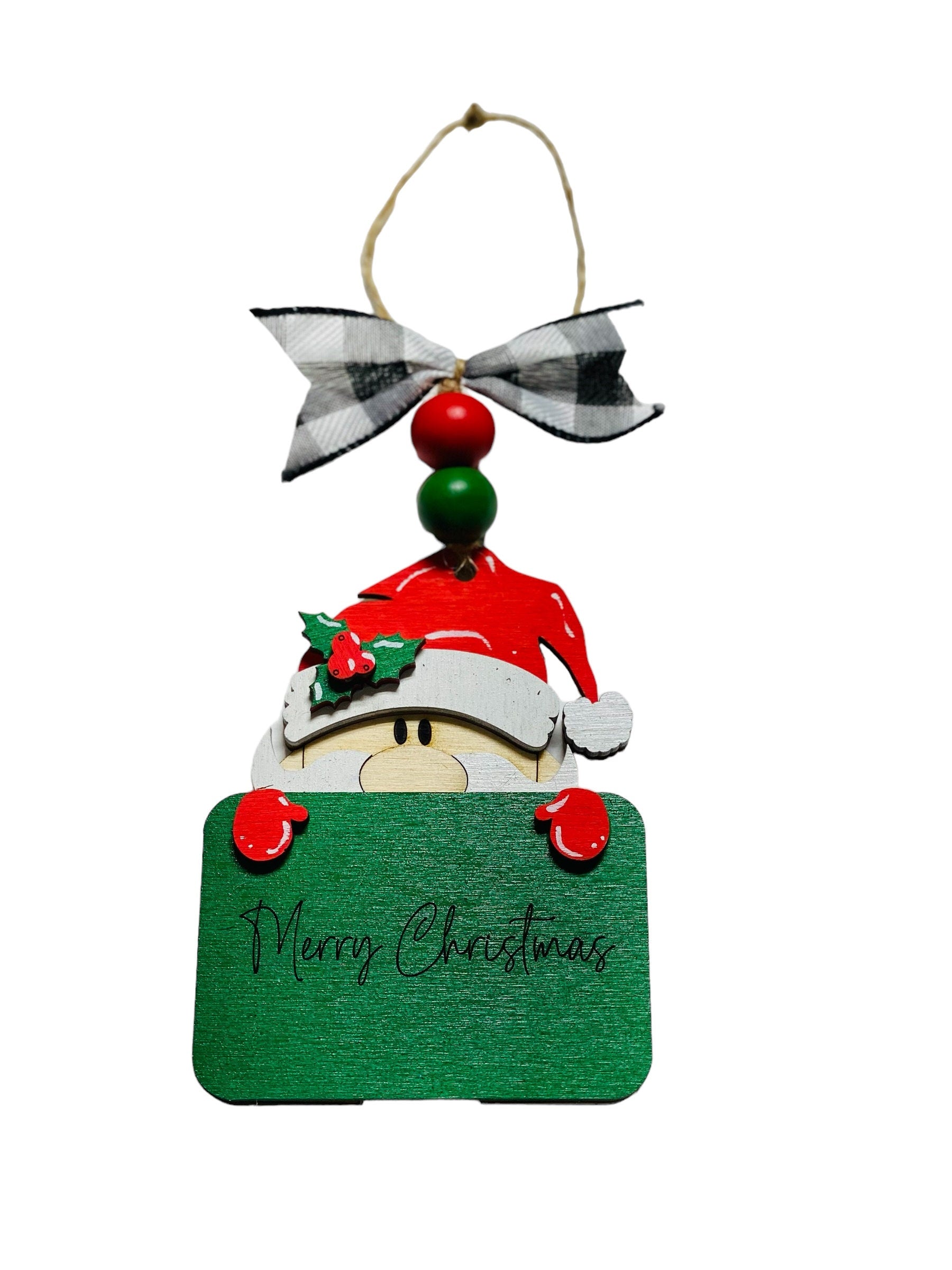 Santa Claus -  Christmas Money or Gift Card Holder - Wooden Ornament