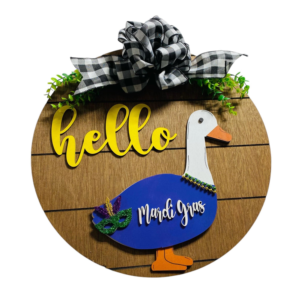 Add on Outfit - Mardi Gras - For Goose Goosey Interchangeable Large Round Wooden Shiplap Door Hanger / Wreath or Standup