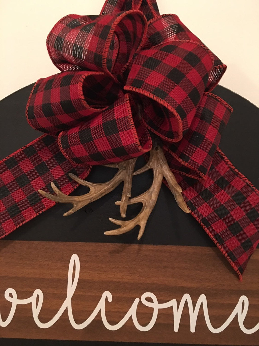 18" Round | Split Brown / Black | Welcome To Our Home | Door Sign / Wreath