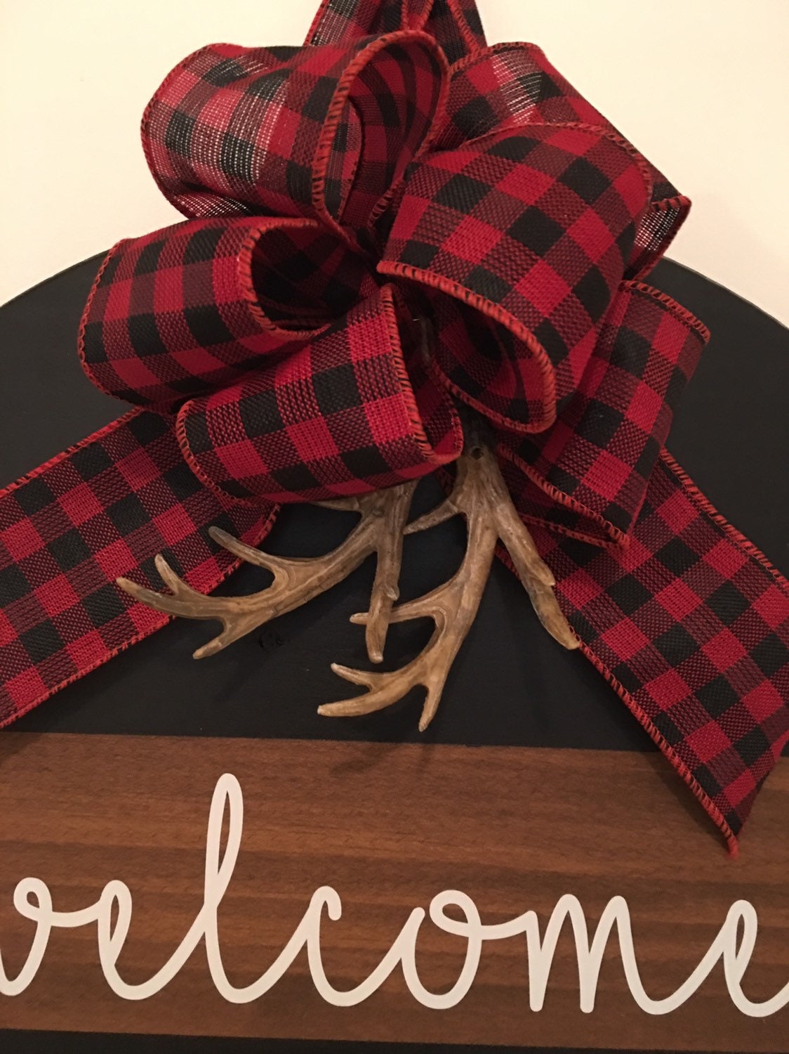 18" Round | Split Brown / Black | Welcome To Our Home | Door Sign / Wreath