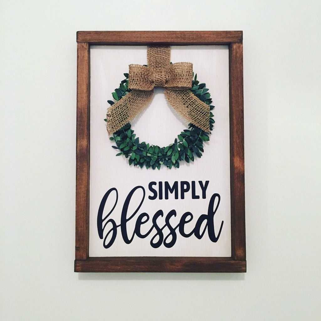 Rustic White Wooden Framed Simply Blessed Framed Sign