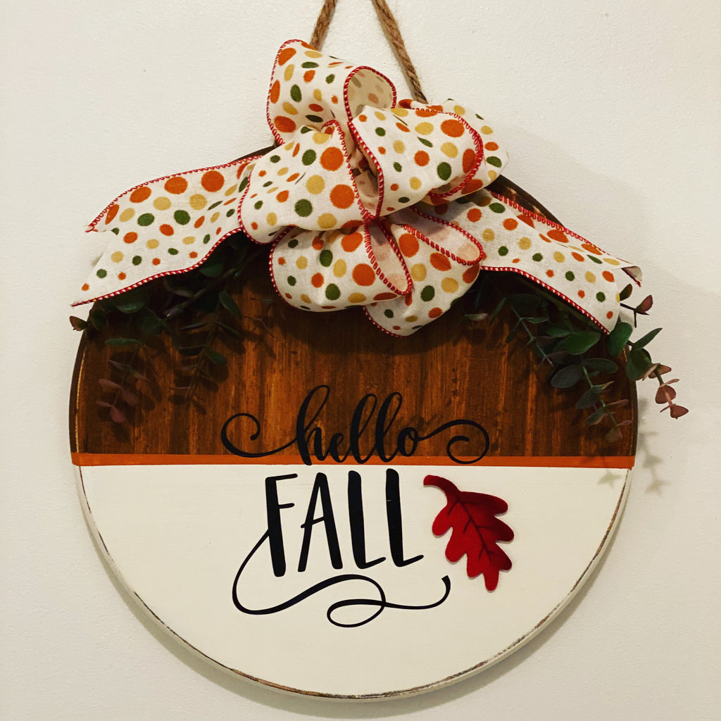 Happy Fall - Split Paint -12" Wooden Door Sign / Wreath