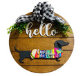 Add on Outfit for Dachshund Doxie - Cinco de Mayo - Weiner Dog - Large Round Wooden Shiplap Door Hanger / Wreath / Sign
