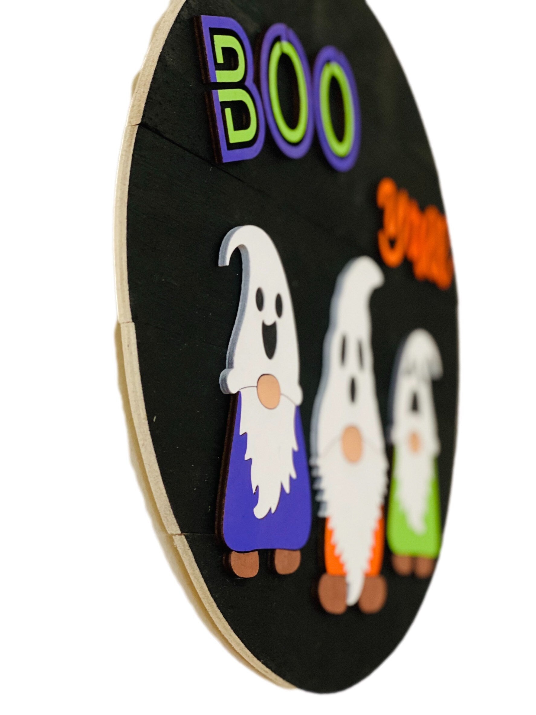 Boo Y’all - Gnomies - Gnomes - Wooden 12” Round - Halloween - Door Sign / Wreath